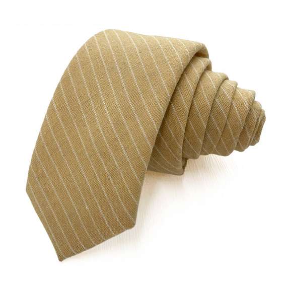 Classic Stripe Pattern Cotton Tie - Ginger