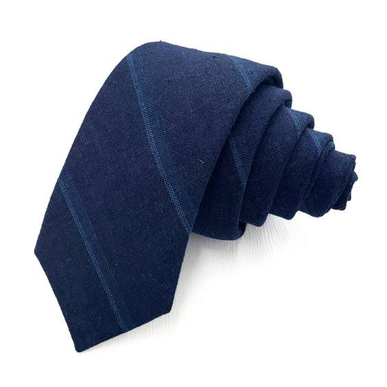 Classic Stripe Pattern Cotton Tie - Royal Blue