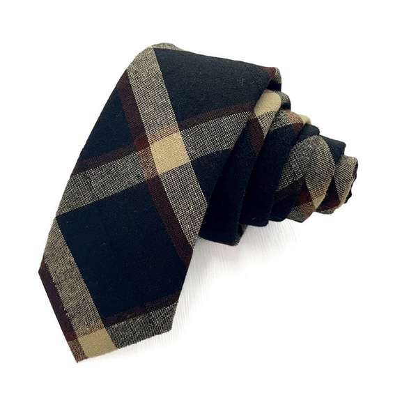 Classic Stripe Pattern Cotton Tie - Black
