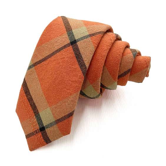 Classic Stripe Pattern Cotton Tie - Orange