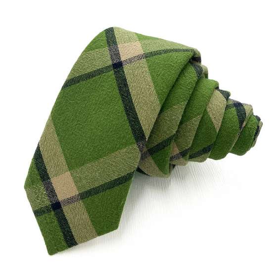 Classic Stripe Pattern Cotton Tie - Grass Green