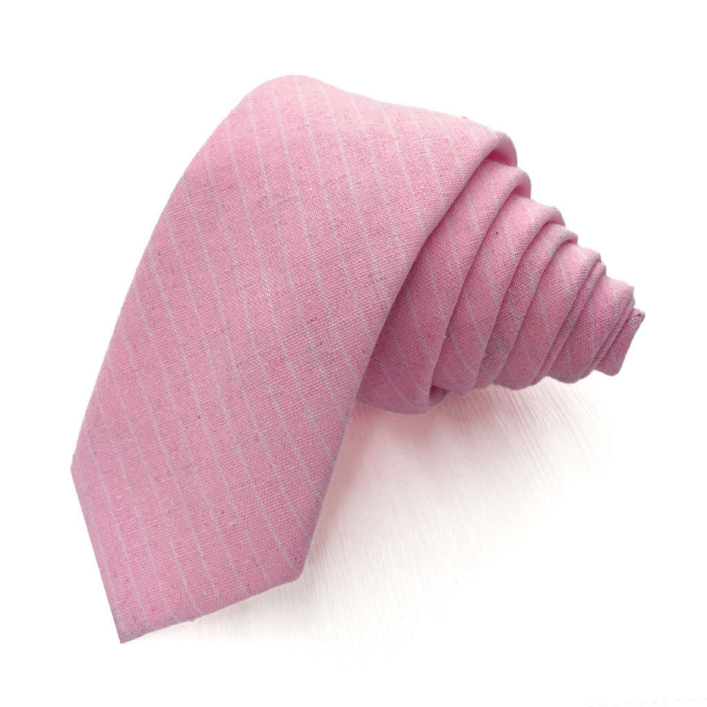 Classic Stripe Pattern Cotton Tie - Pink