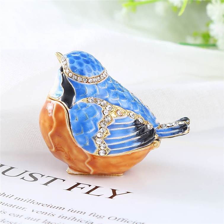 Bird Imitation Enamel Trinket Box - Back