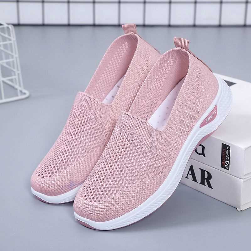 Summer Breathable Mesh Slip-on Shoes - Pink