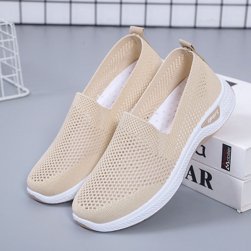 Summer Breathable Mesh Slip-on Shoes - Beige