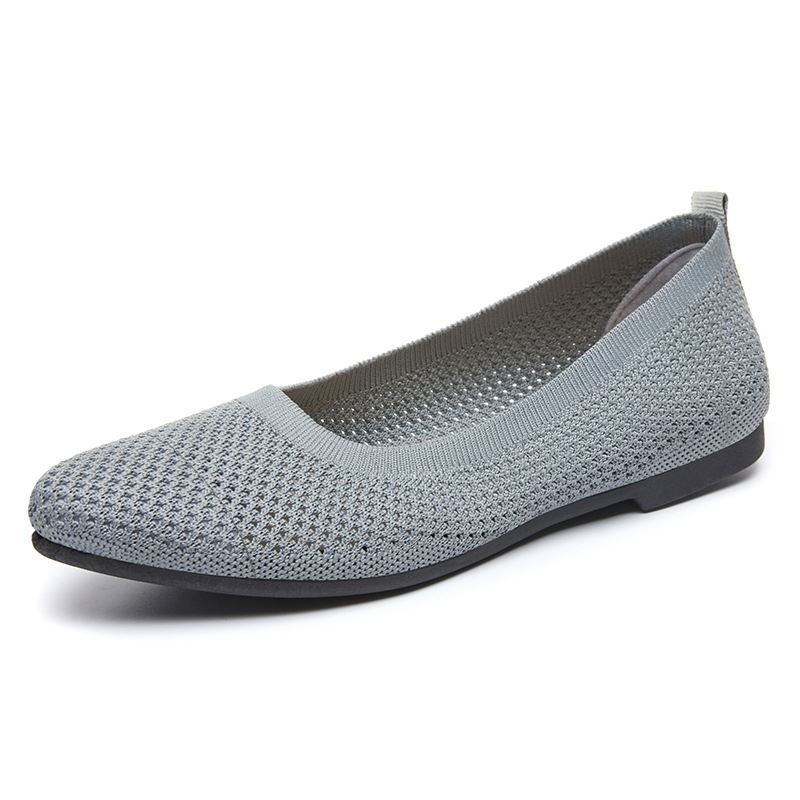 Pointed Toe Mesh Upper Flat Shoes - Gray