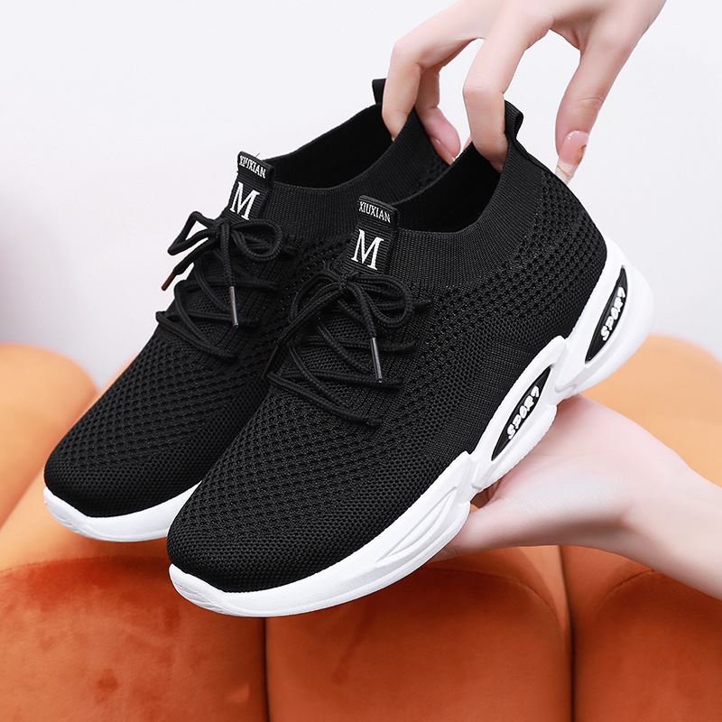 Flyknit Mesh Air Cushion Running Shoes - Black