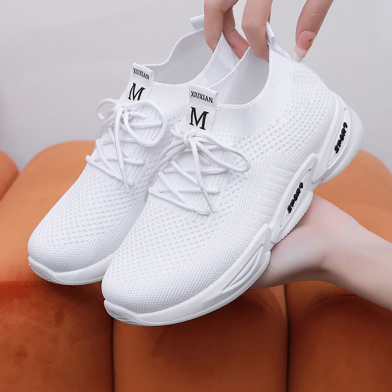 Flyknit Mesh Air Cushion Running Shoes - White