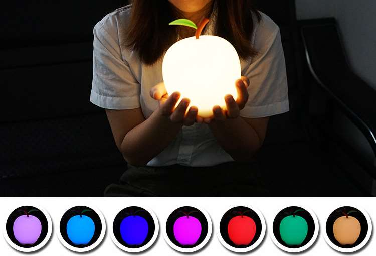 Apple Silicone Tap Control Night Light - 7 Color Light Modes