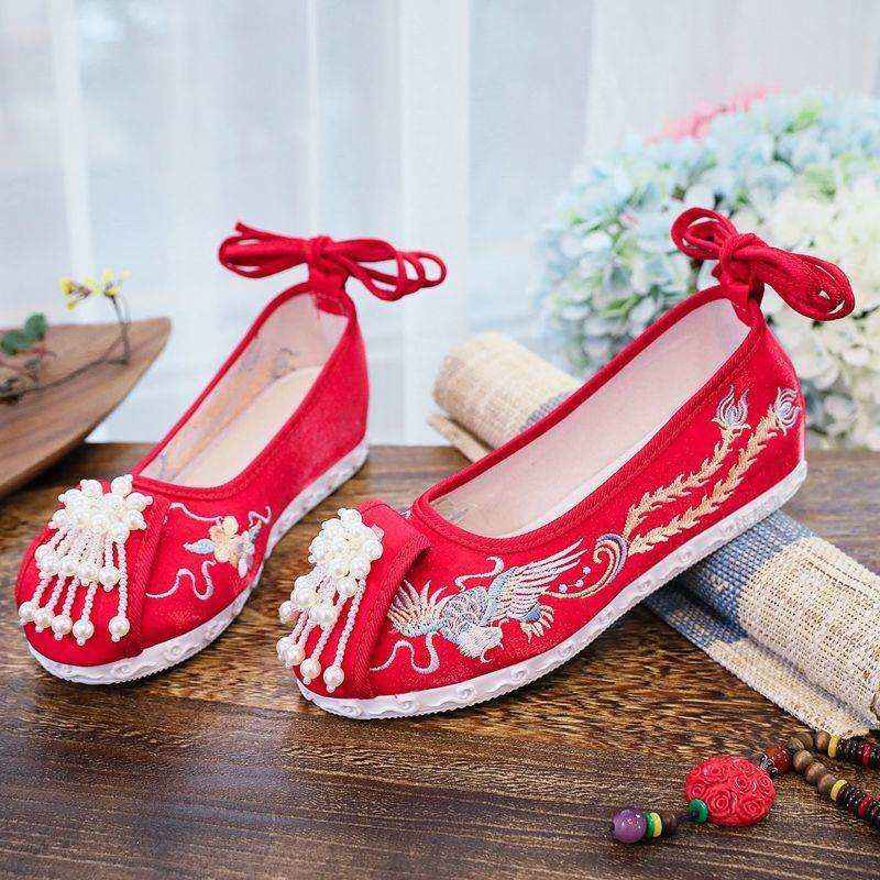 Embroidered Soft Wearing Fashion Hanfu Shoes - White Phoenix