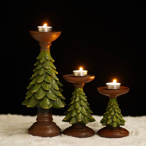 Vintage Christmas Tree Candle Holder - Three Sizes