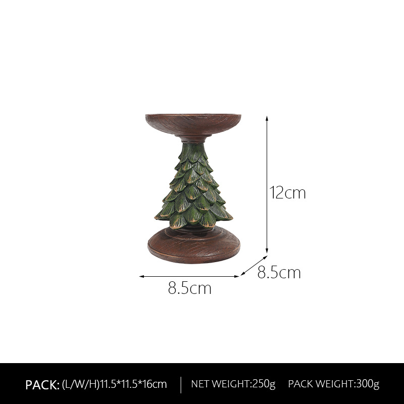 Vintage Christmas Tree Candle Holder - Small Green