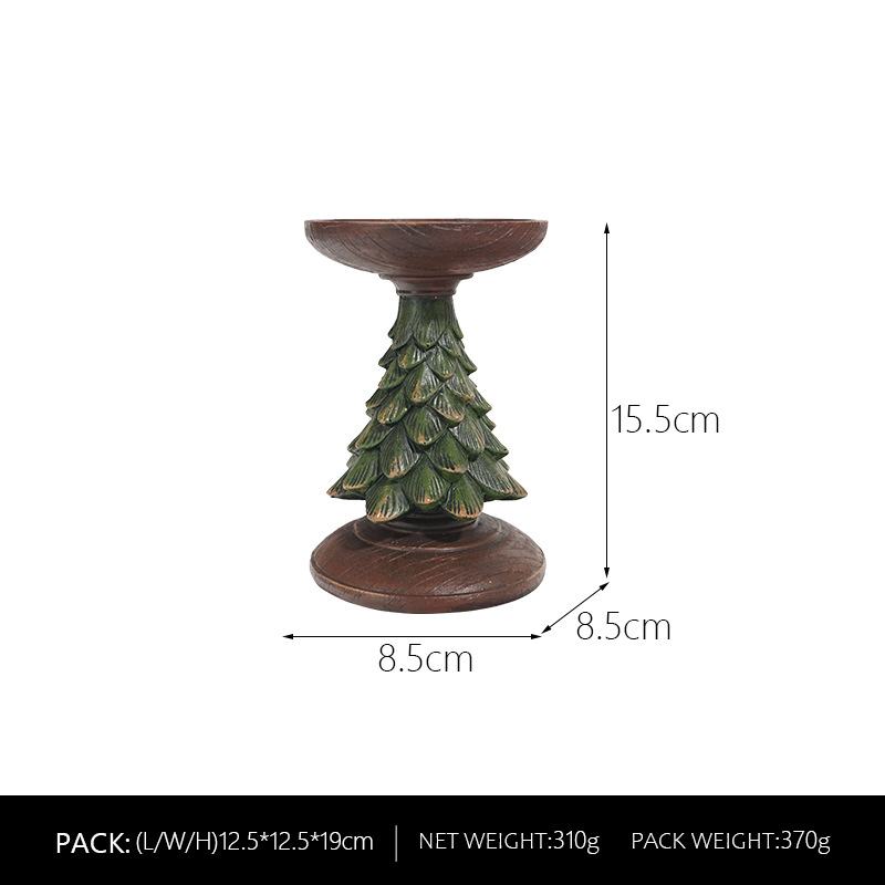 Vintage Christmas Tree Candle Holder - Medium Green