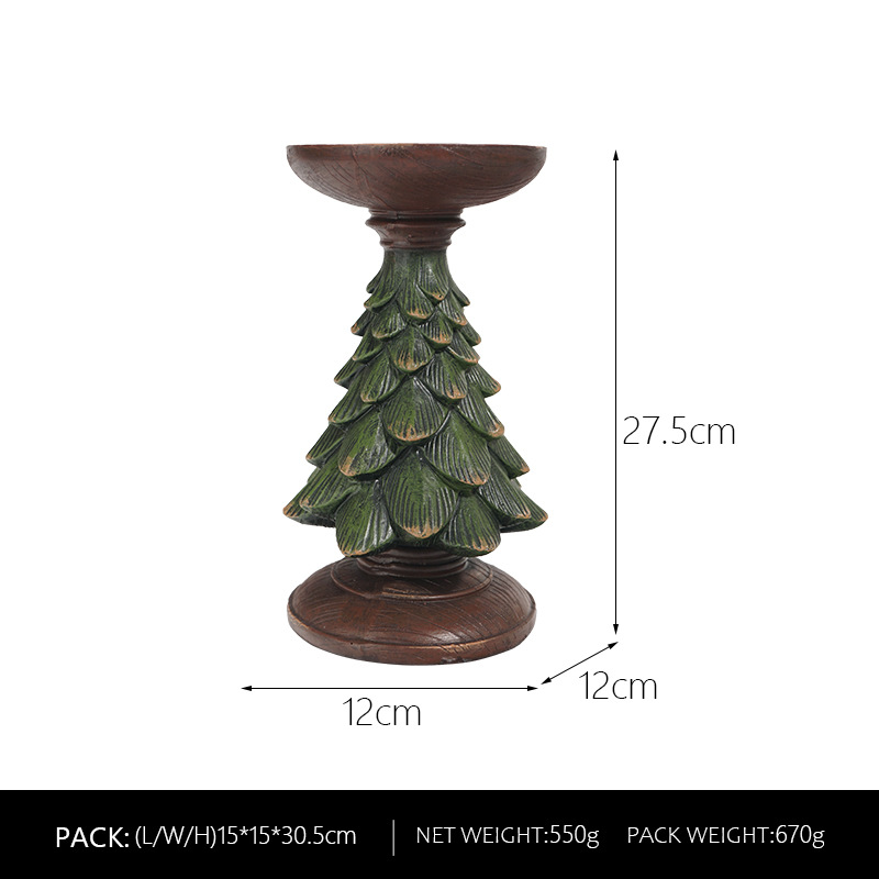 Vintage Christmas Tree Candle Holder - Large Green