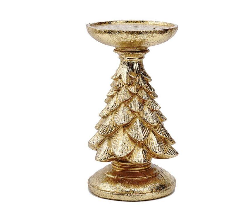 Vintage Christmas Tree Candle Holder - Medium Gold
