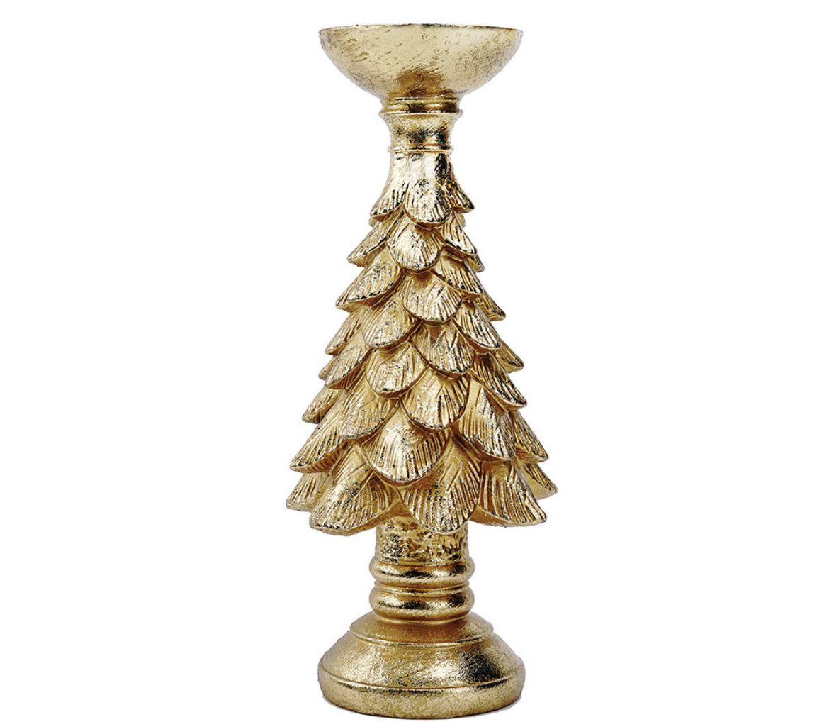 Vintage Christmas Tree Candle Holder - Large Gold