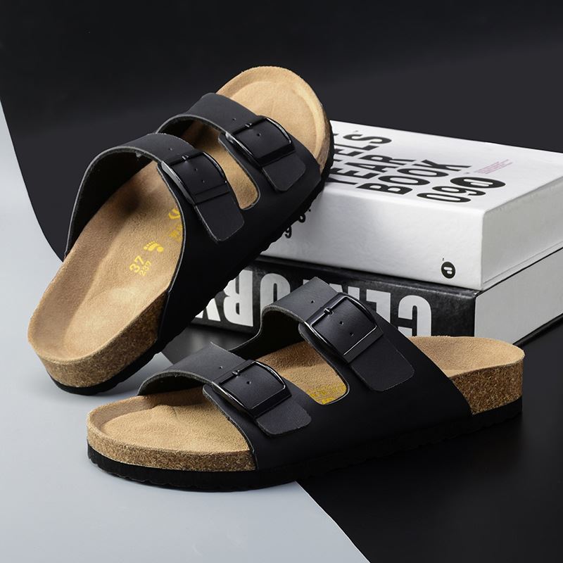 Outdoor PU Leisure Beach Slippers - Black