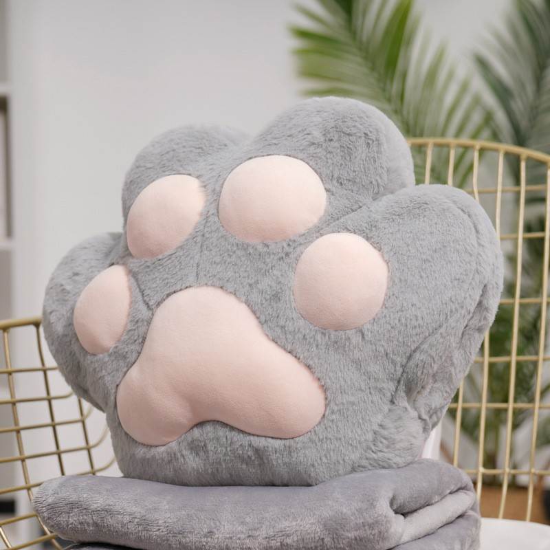 Cute Kitty Claw 2-in-1 Pillow Blanket - Gray