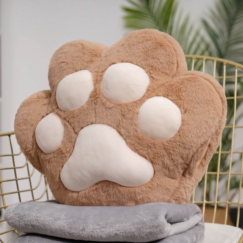 Cute Kitty Claw 2-in-1 Pillow Blanket - Brown
