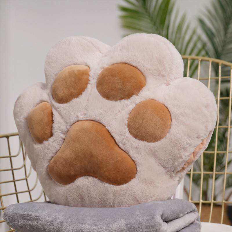 Cute Kitty Claw 2-in-1 Pillow Blanket - Beige