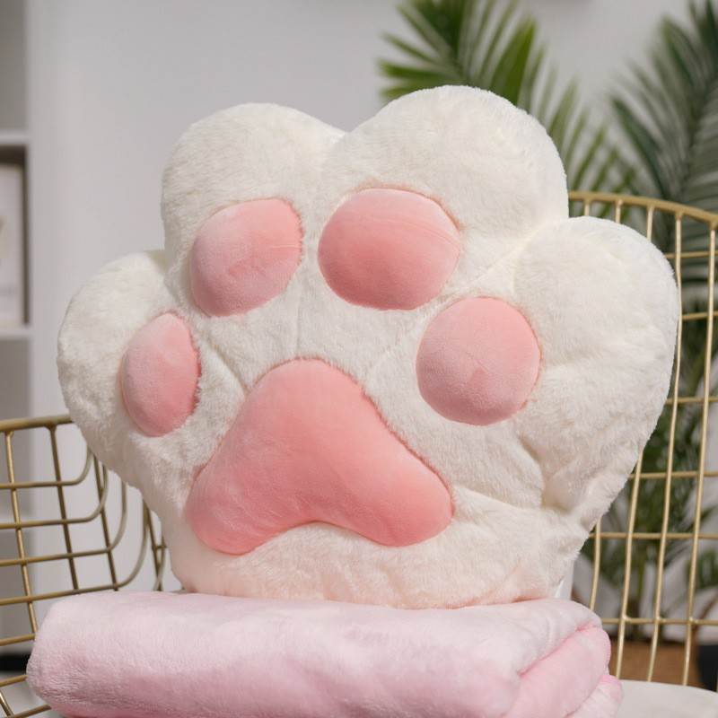 Cute Kitty Claw 2-in-1 Pillow Blanket - White