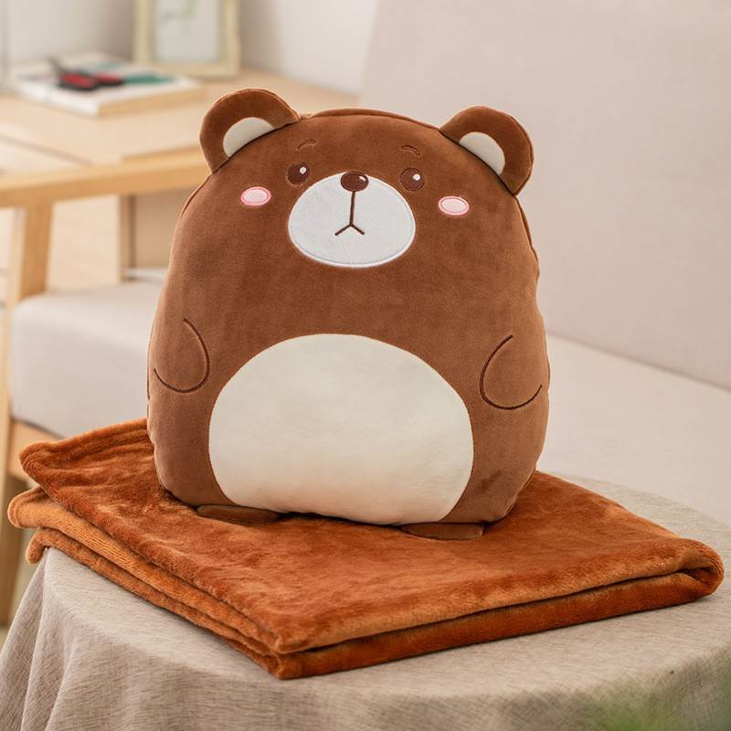 Cartoon Images Pillow Blanket - Brown Bear