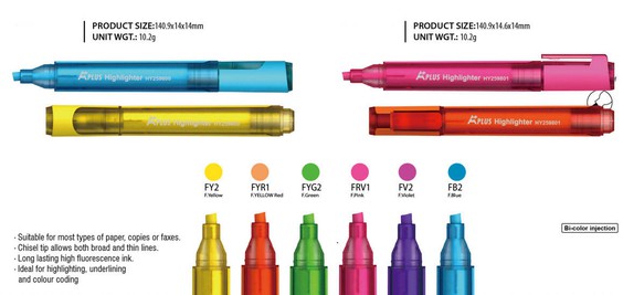 Highlighter with Clip in Vibrant Colors