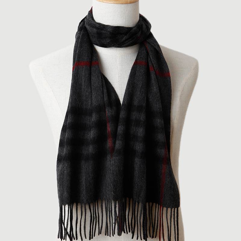 Classic Plaid Pattern Male Wool Scarf - Dark Gray