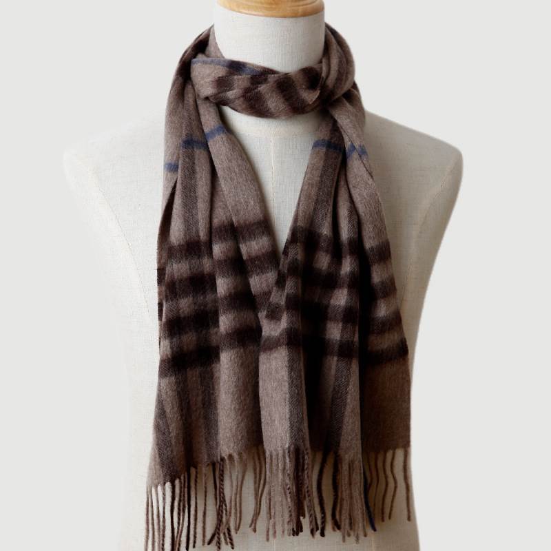 Classic Plaid Pattern Male Wool Scarf - Yellow and Brown