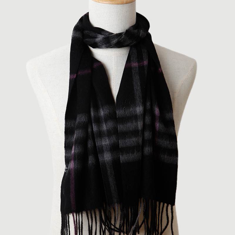 Classic Plaid Pattern Male Wool Scarf - Black and Gray