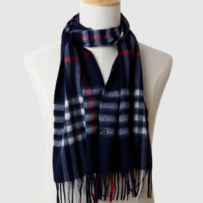 Classic Plaid Pattern Male Wool Scarf - Royal Blue