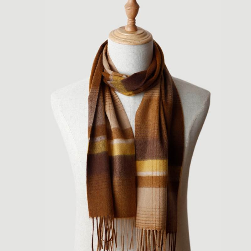 Classic Plaid Pattern Male Wool Scarf - Reddish Brown