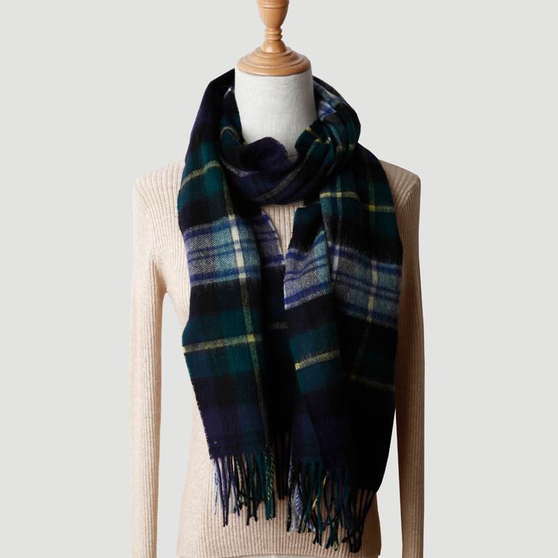 Scottish Plaid Pure Wool Scarf - Blue and Green