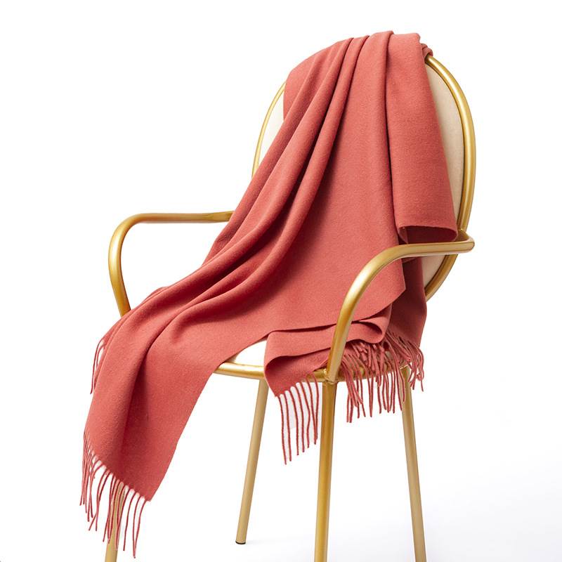 Rainbow Pure Color Wool Scarf with Tassel - Dark Pink