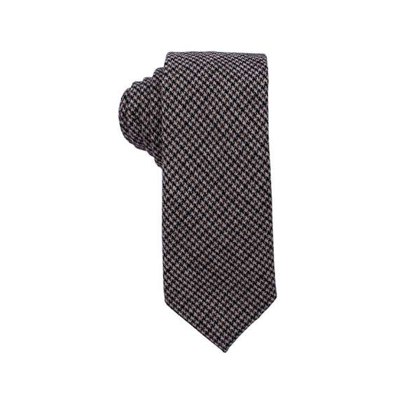 Traditional Scottish Grid Pattern Wool Tie for Winter - Dark Gray