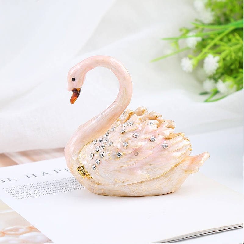 Swan Imitation Enamel Trinket Box