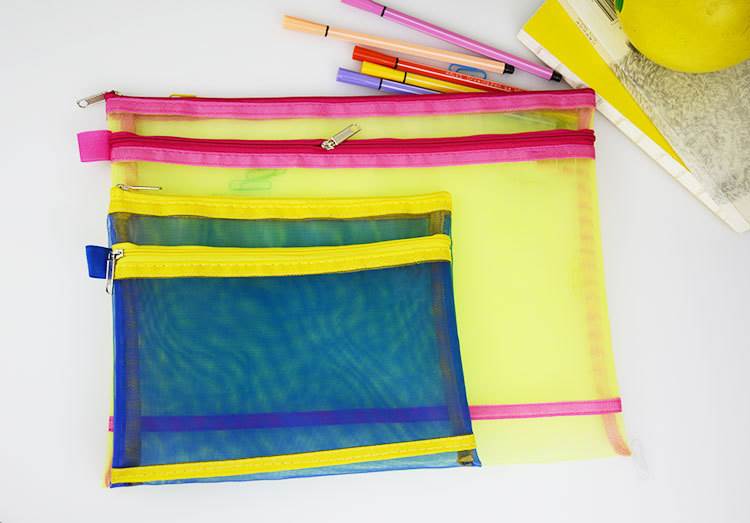 Colorful Nylon Double-Zip Pouches in Different Sizes