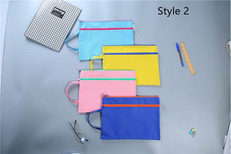 Zipper File Bag with Handle - Style 2 in Different Colors