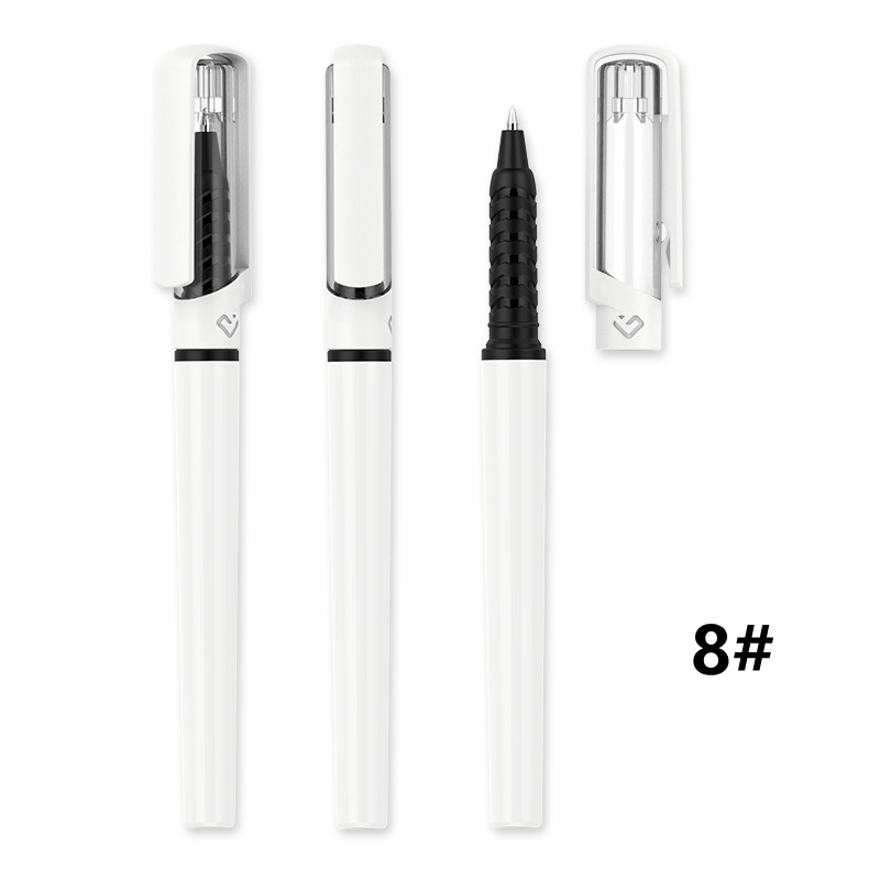 Plastic Advertising Gel Pen - White Barrel with Black Grip
