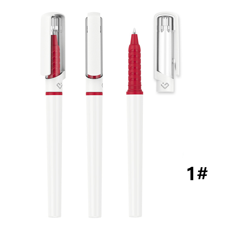 Plastic Advertising Gel Pen - White Barrel with Red Grip