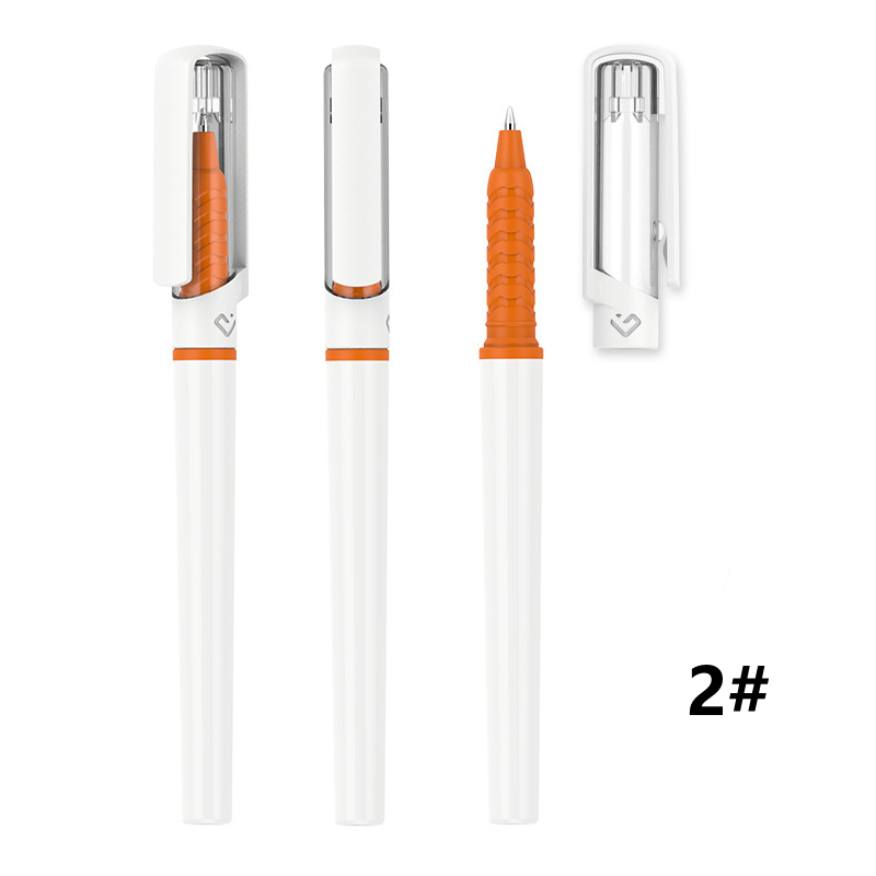 Plastic Advertising Gel Pen - White Barrel with Orange Grip