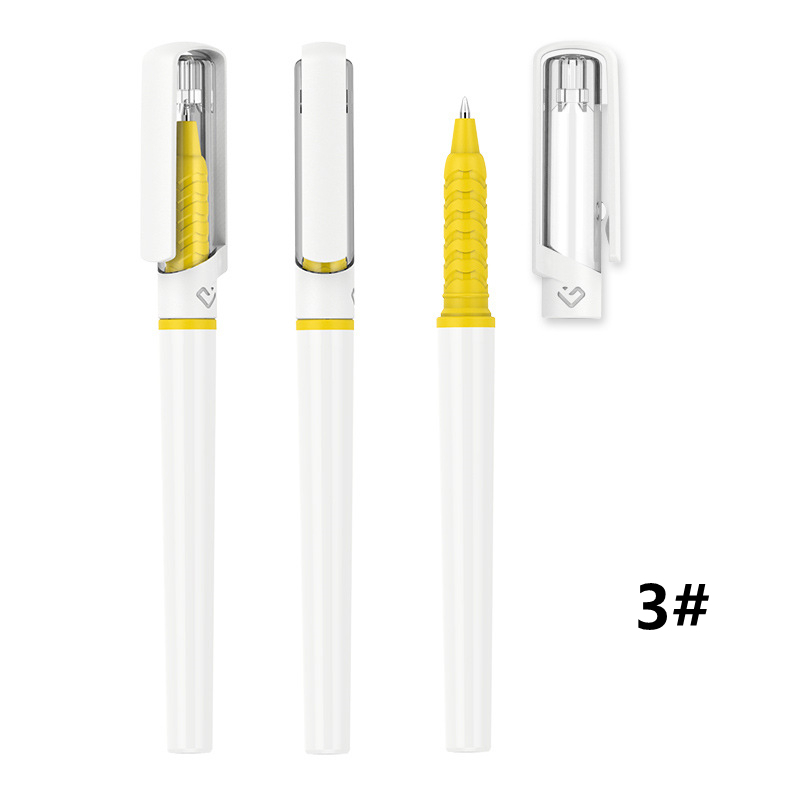 Plastic Advertising Gel Pen - White Barrel with Yellow Grip