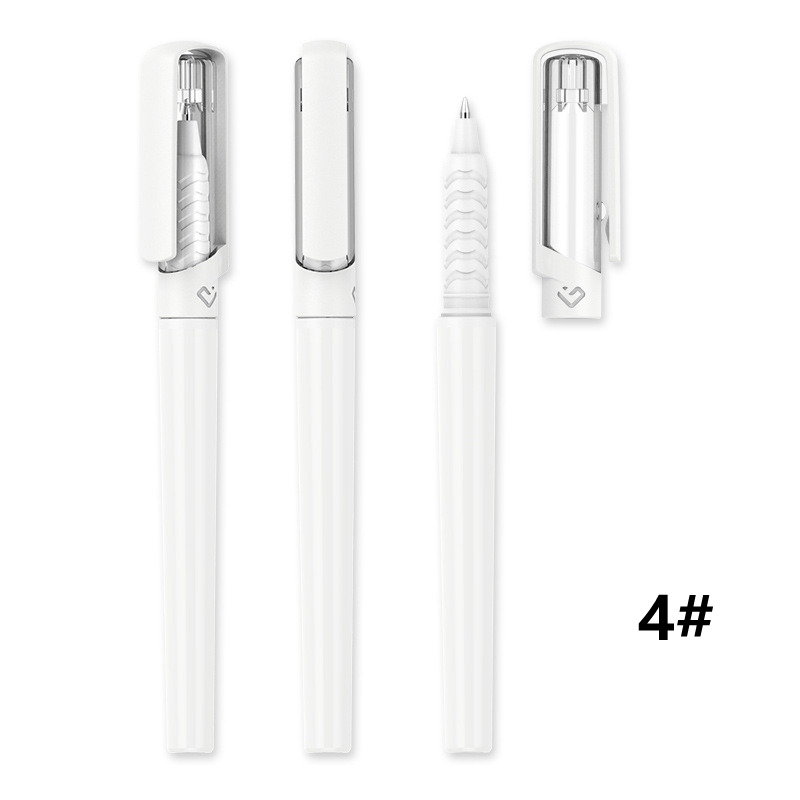 Plastic Advertising Gel Pen - White Barrel with White Grip