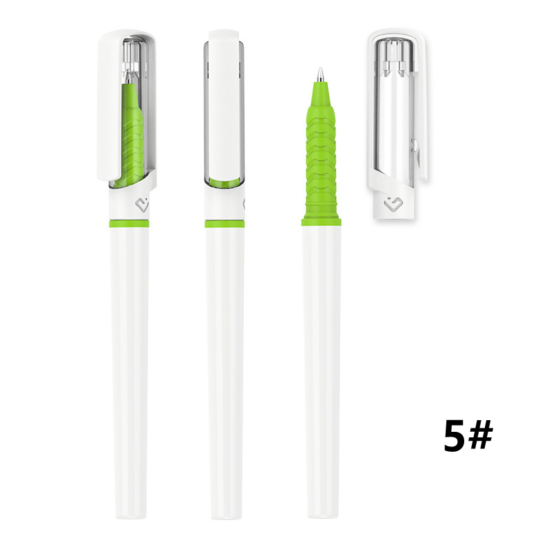 Plastic Advertising Gel Pen - White Barrel with Green Grip