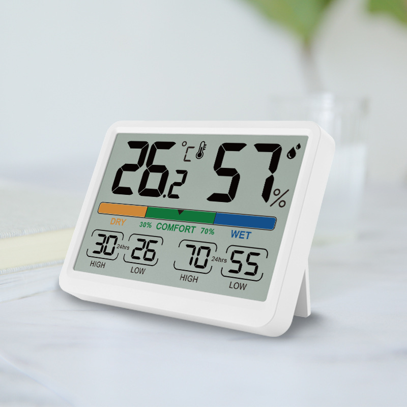 Color-Coded LCD Screen Hygrometer - Desktop Standing