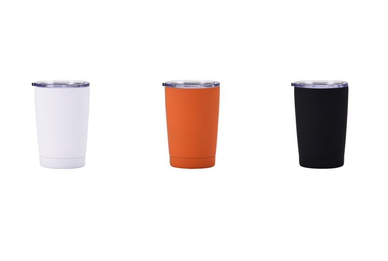 Stainless Steel Travel Cup - White, Orange, Black