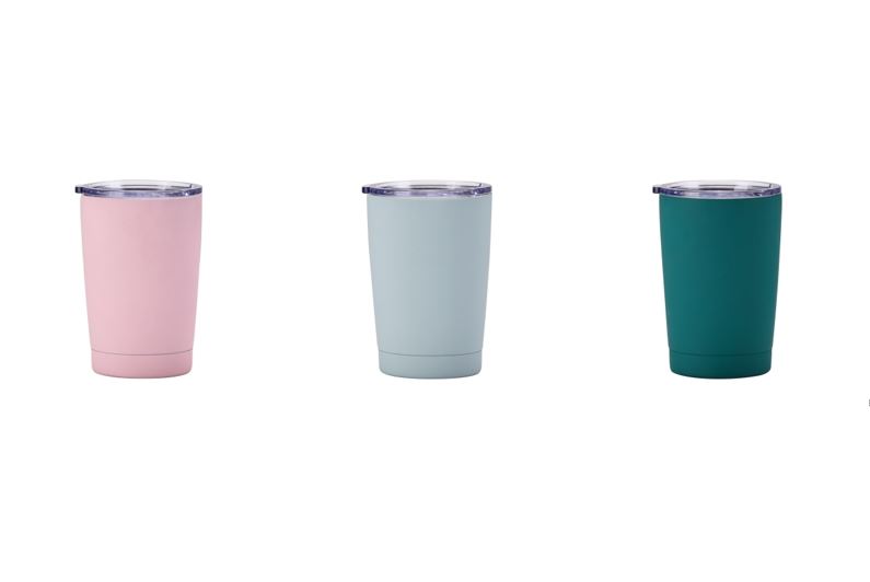 Stainless Steel Travel Cup - Pink, Bluish White, Bluish Green