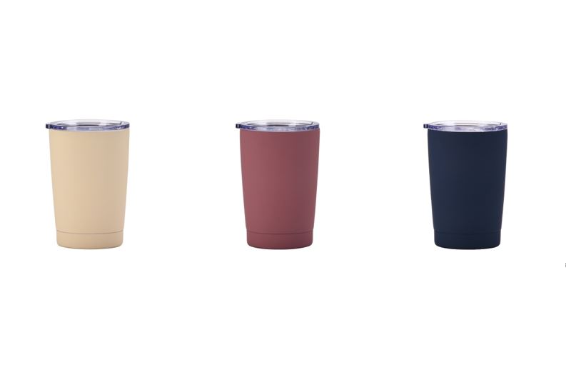 Stainless Steel Travel Cup - Cream, Smoky Pink, Dark Cyan
