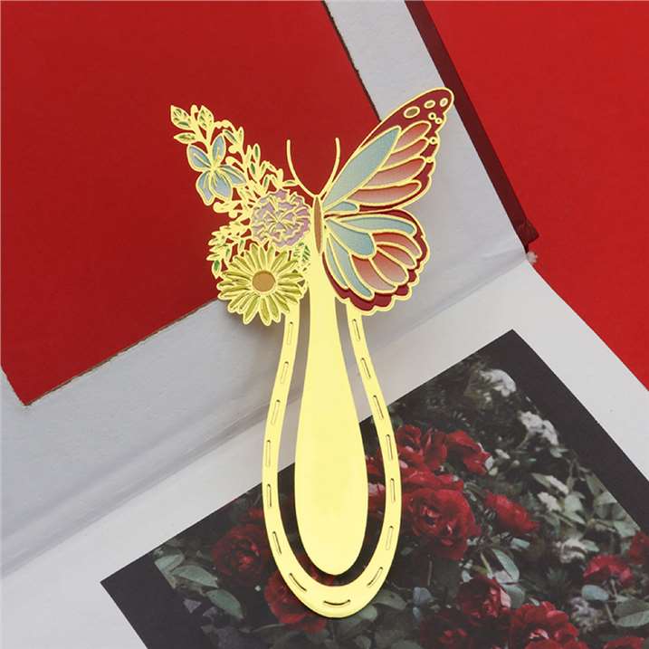Blooming Butterfly Metal Bookmark - Red