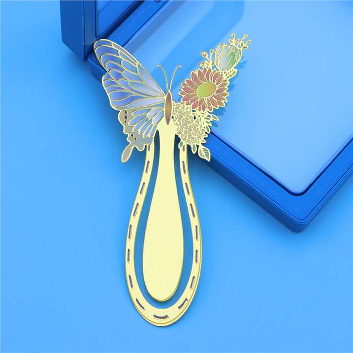 Blooming Butterfly Metal Bookmark - Blue
